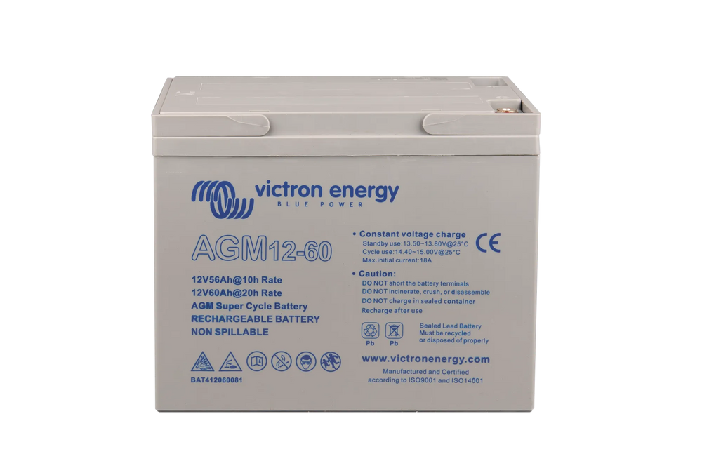 12V 60Ah AGM Super Cycle Battery front-angle