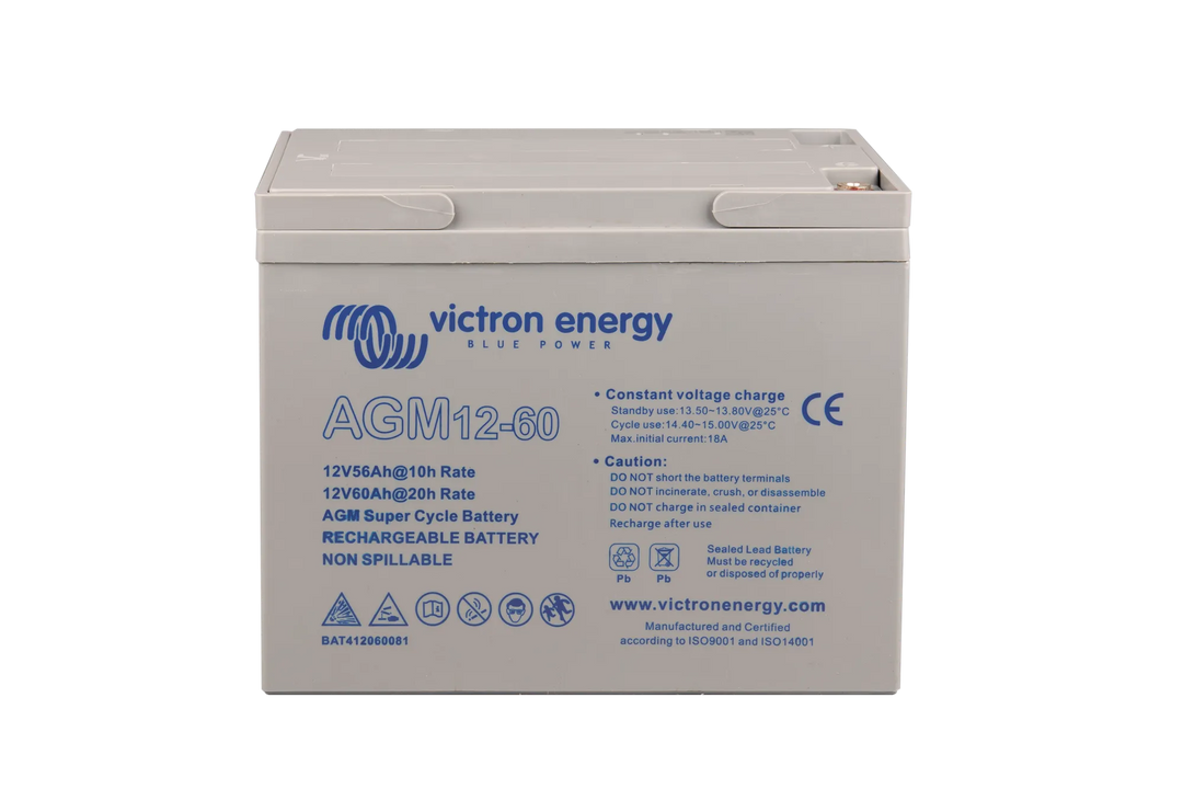 12V 60Ah AGM Super Cycle Battery front-angle