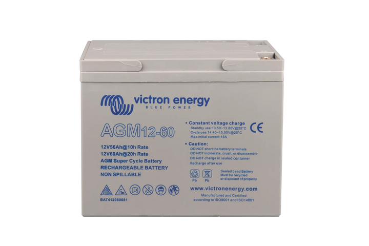 12V 60Ah AGM Super Cycle Battery front-angle