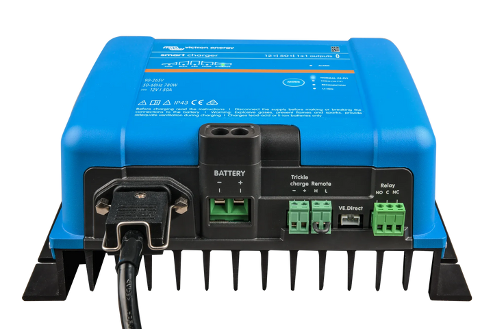 Smart IP43 Charger 12V 50A 11 outputs front-angle