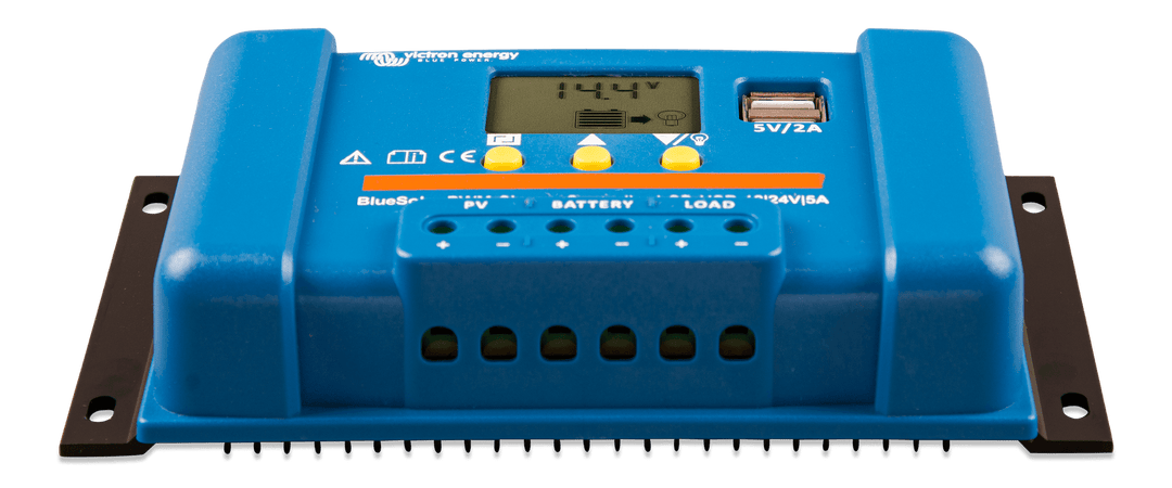 BlueSolar PWM Charge Controller LCD USB 12-24V 5A front-angle