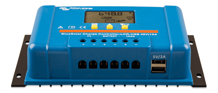 BlueSolar PWM Charge Controller LCD USB 48V-10A front-angle