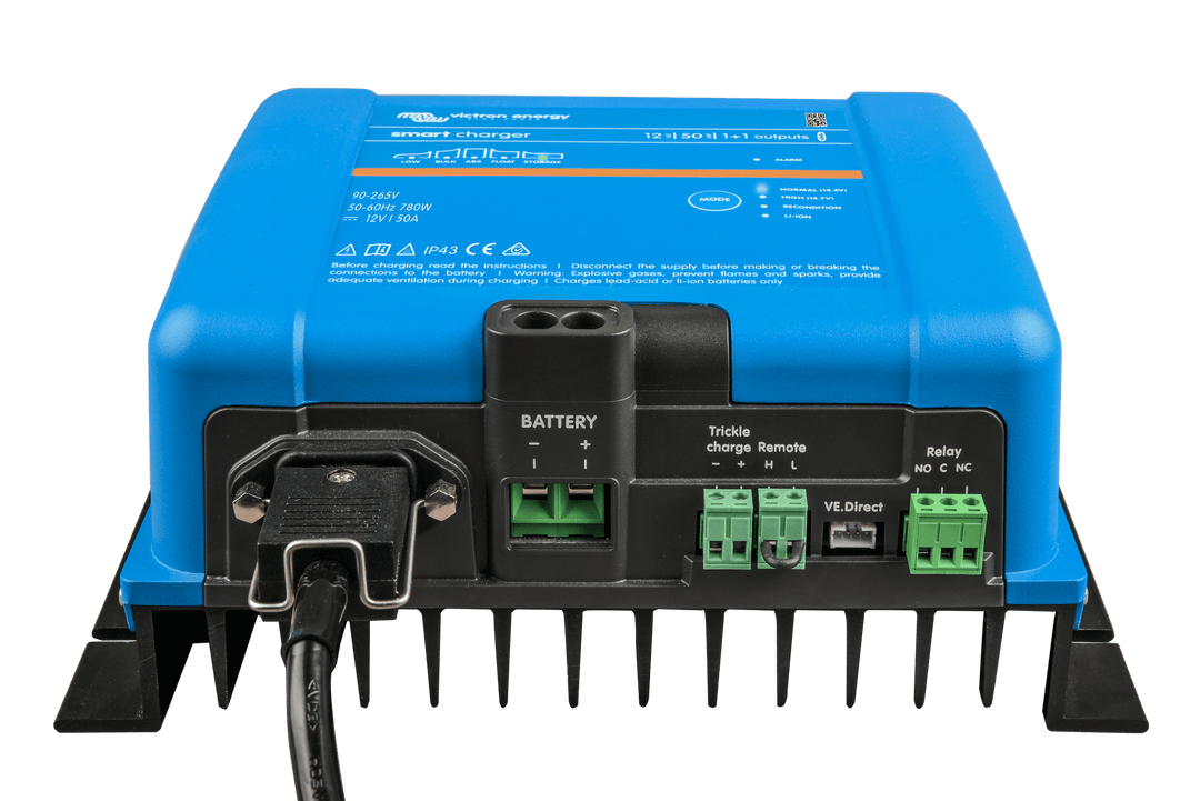 Smart IP43 Charger 12V 50A 11 outputs front-angle