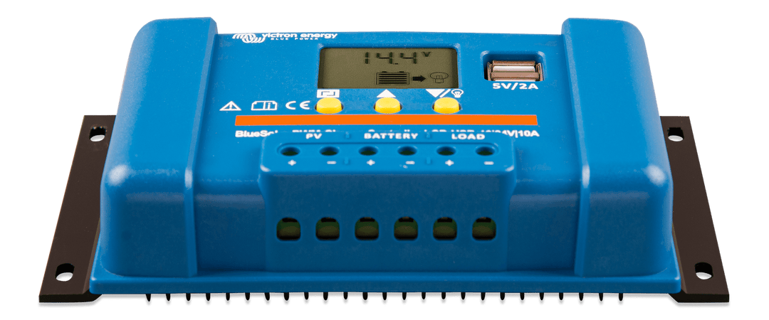 BlueSolar PWM Charge Controller LCD USB 12-24V 10A front-angle